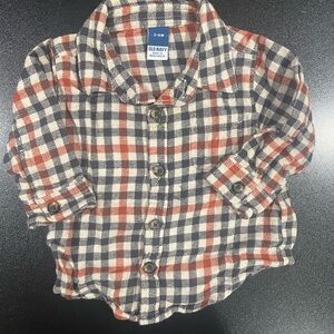 Old Navy Baby Plaid Button-Down Shirt 3-6 mo. 🍎